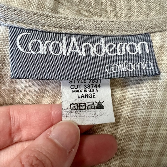 Vintage Carol Anderson California 100% Linen Cottagecore Checkered Neutral Dress - Picture 9 of 11